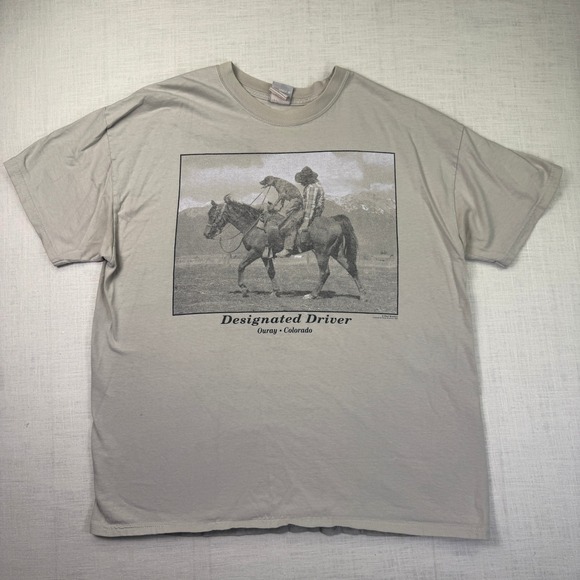 Hanes Other - VTG Designated Driver Drunk Cowboy T-Shirt Men's XL Ouray CO Horse Dog Hanes USA